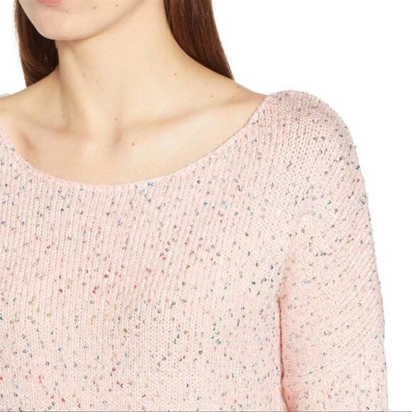 Rebecca Minkoff Cotton Katia Sweater in Pale Pink Sequin Size XL - Picture 2 of 11